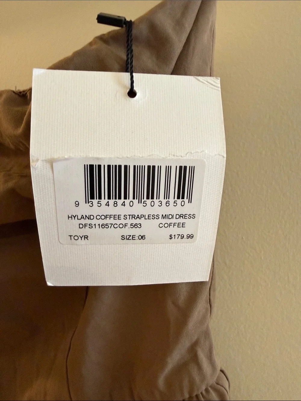 NWT Dissh Strapless Brown Hyland Midi Dress Size US 2